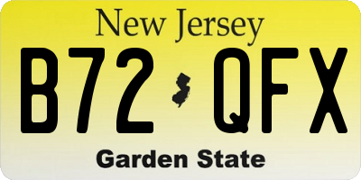 NJ license plate B72QFX