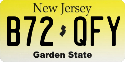 NJ license plate B72QFY