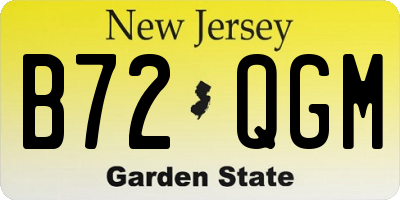 NJ license plate B72QGM