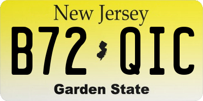 NJ license plate B72QIC