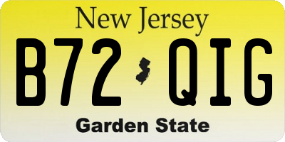 NJ license plate B72QIG