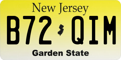 NJ license plate B72QIM