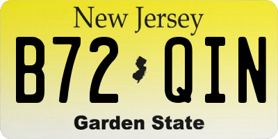 NJ license plate B72QIN
