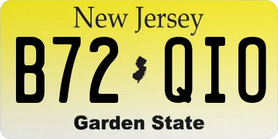NJ license plate B72QIO