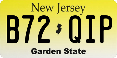 NJ license plate B72QIP