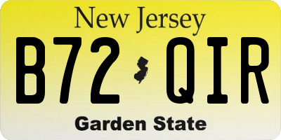 NJ license plate B72QIR