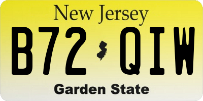 NJ license plate B72QIW