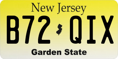 NJ license plate B72QIX