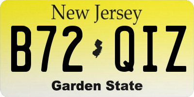NJ license plate B72QIZ