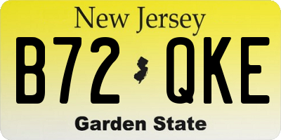 NJ license plate B72QKE