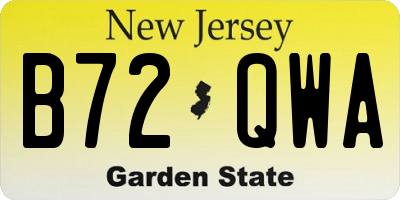 NJ license plate B72QWA