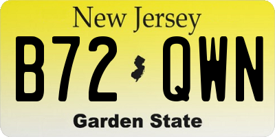 NJ license plate B72QWN