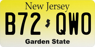 NJ license plate B72QWO