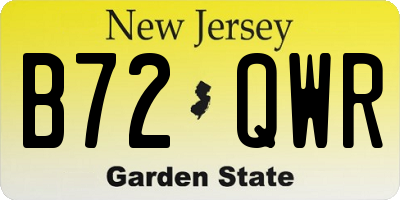 NJ license plate B72QWR