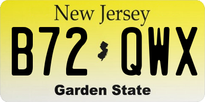 NJ license plate B72QWX