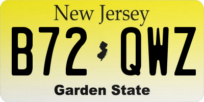 NJ license plate B72QWZ