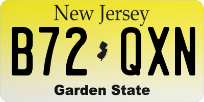 NJ license plate B72QXN