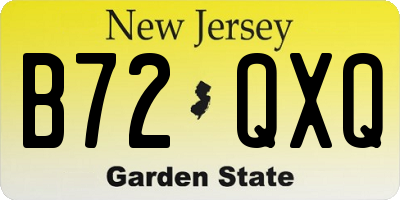 NJ license plate B72QXQ