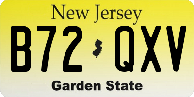 NJ license plate B72QXV