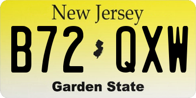 NJ license plate B72QXW