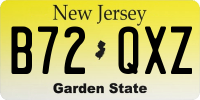 NJ license plate B72QXZ