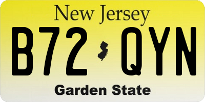 NJ license plate B72QYN