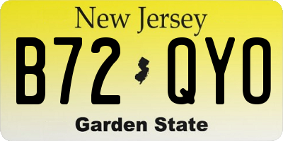 NJ license plate B72QYO
