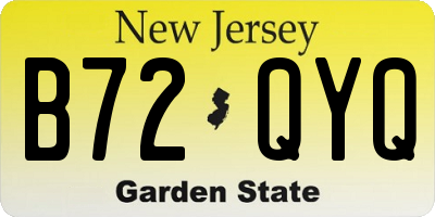 NJ license plate B72QYQ