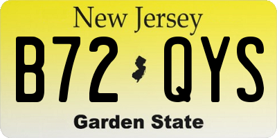 NJ license plate B72QYS