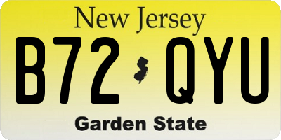 NJ license plate B72QYU