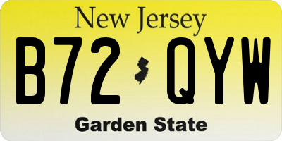 NJ license plate B72QYW