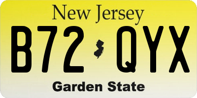 NJ license plate B72QYX