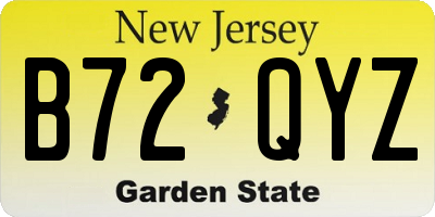 NJ license plate B72QYZ