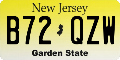 NJ license plate B72QZW