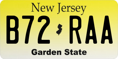 NJ license plate B72RAA