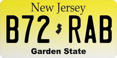 NJ license plate B72RAB