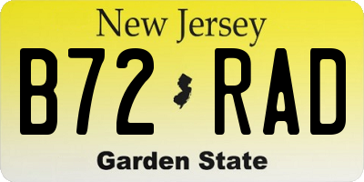 NJ license plate B72RAD