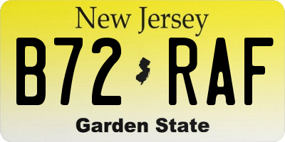 NJ license plate B72RAF