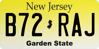 NJ license plate B72RAJ