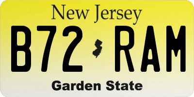 NJ license plate B72RAM
