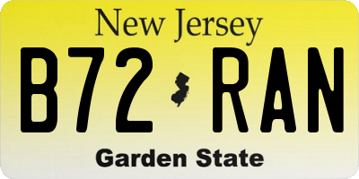 NJ license plate B72RAN