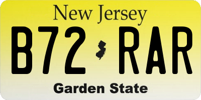 NJ license plate B72RAR
