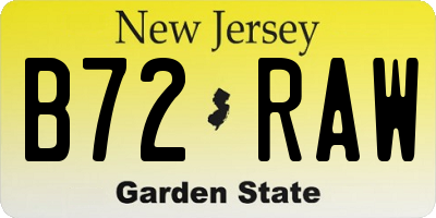 NJ license plate B72RAW