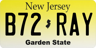 NJ license plate B72RAY