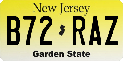 NJ license plate B72RAZ