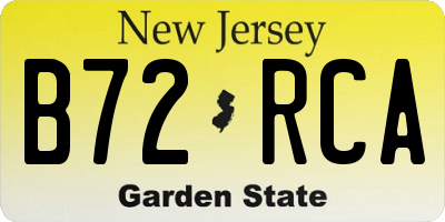 NJ license plate B72RCA