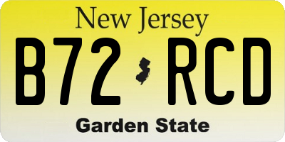 NJ license plate B72RCD