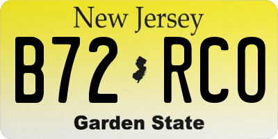 NJ license plate B72RCO