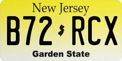 NJ license plate B72RCX
