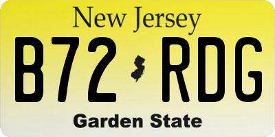 NJ license plate B72RDG